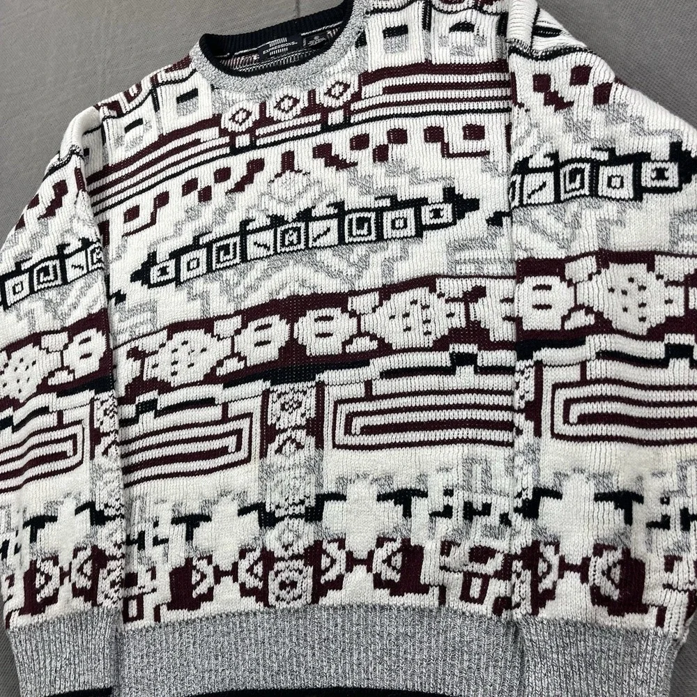 Vintage Expressions Sweater Mens‎ XL Geometric Abstract Crewneck Pullover Cosby